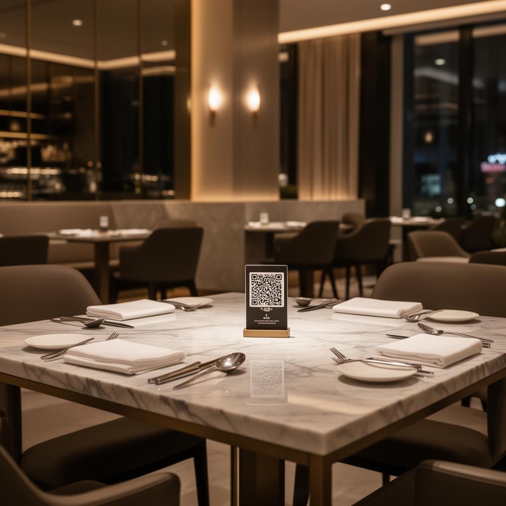Restaurant moderne avec QR code sur la table